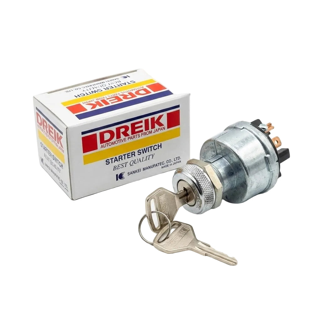 סוויץ' הצתה מקורי לטרקטור יפני מבית DREIK, כולל זוג מפתחות ואריזה מקורית - תוצרת יפן פנסים Plus