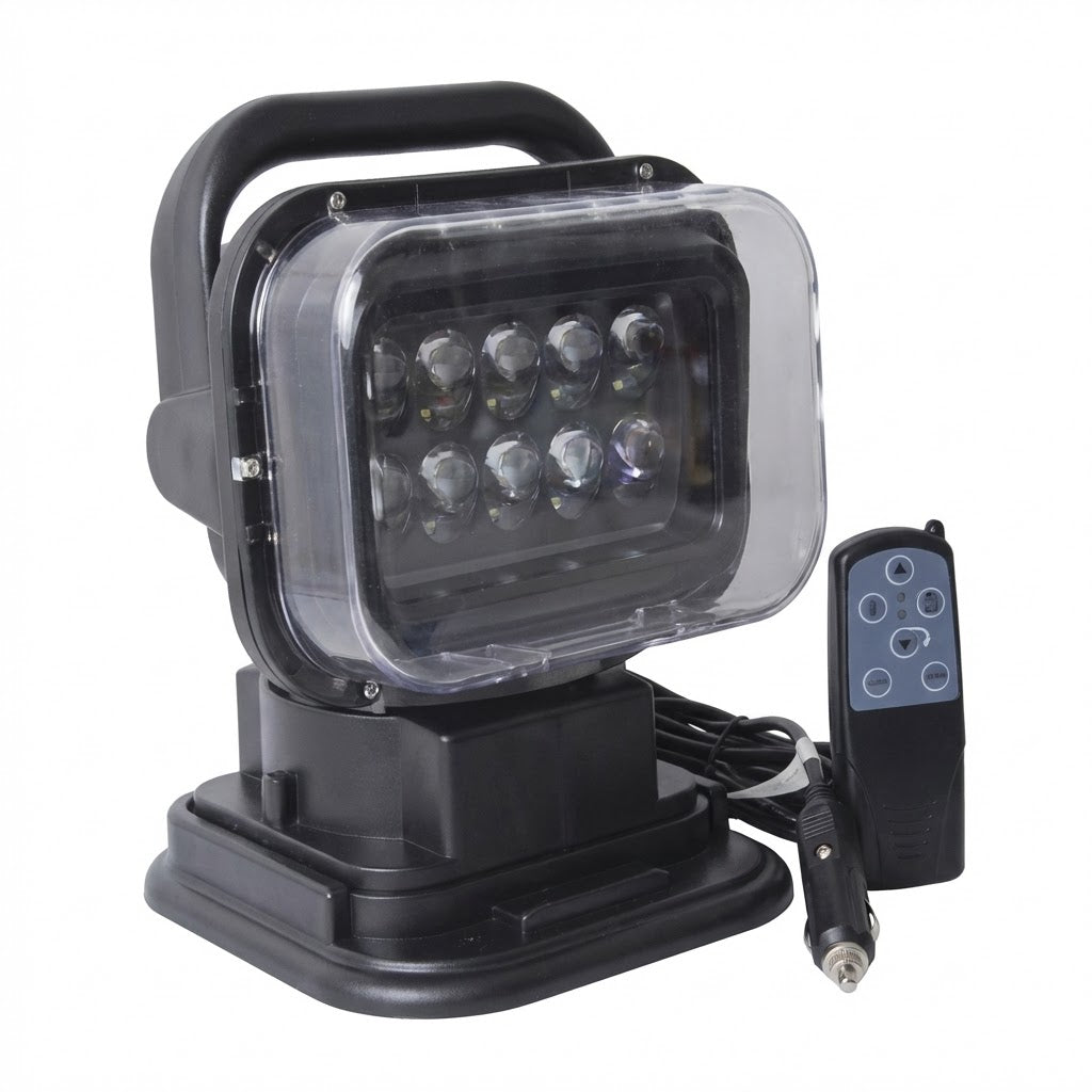 פנס סריקה מסתובב 10 LED עוצמתי לרכב שטח עם שלט רחוק, 3000 LM, מתאים למתח 12V-24V פנסים Plus