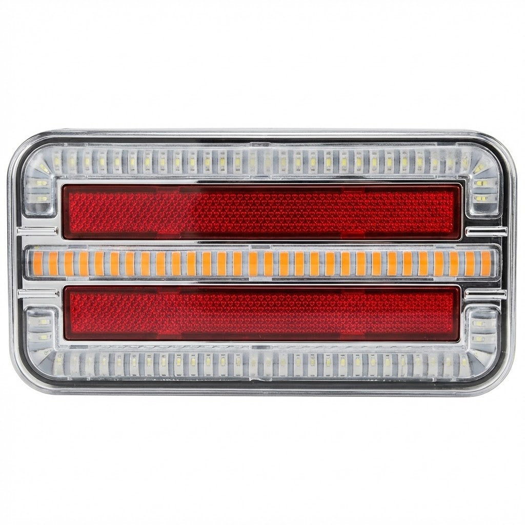 פנס אחורי לד לנגרר משאית 12-24V מלבני משולב - אור ברקס, איתות ורוורס