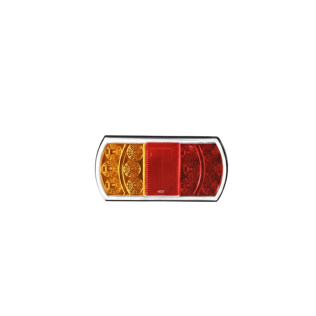 פנס אחורי לנגרר 12-24V במידה 16.5X8 ס"מ עם תאורת LED אדומה וכתובה צד שמאל 