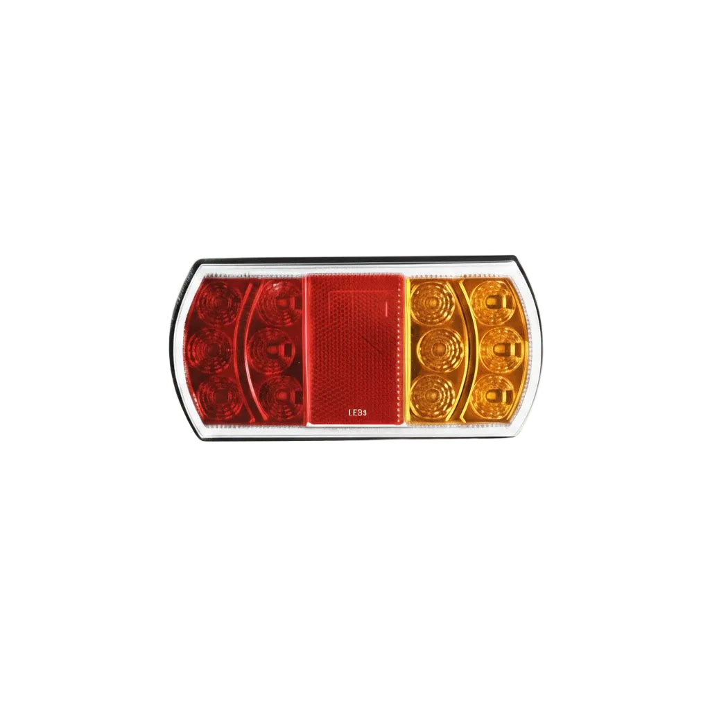 פנס אחורי לנגרר 12-24V במידה 16.5X8 ס"מ עם תאורת LED אדומה וכתובה צד ימין 
