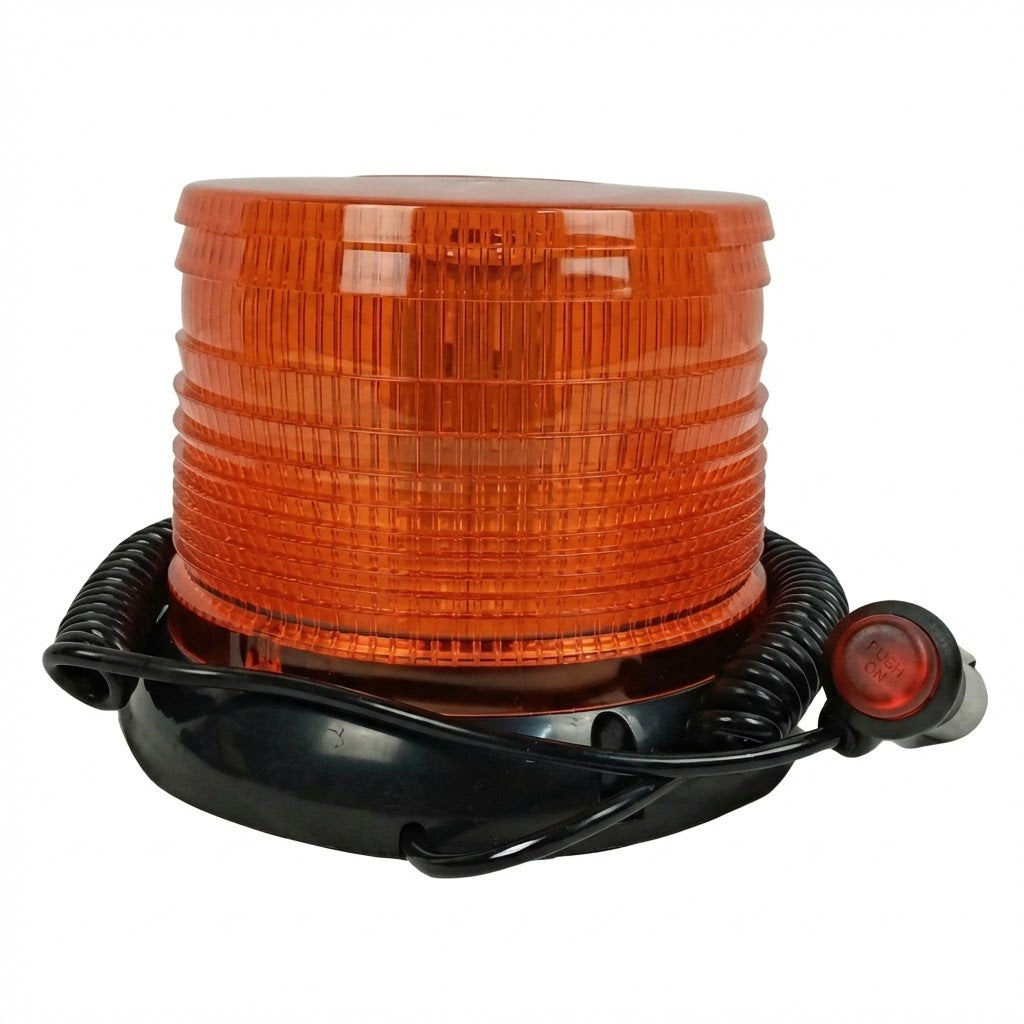 פנס מהבהב לד כתום מגנטי 10-24V עם חיבור למצת ותאורת אזהרה עוצמתית לרכבי עבודה וגררים פנסים Plus