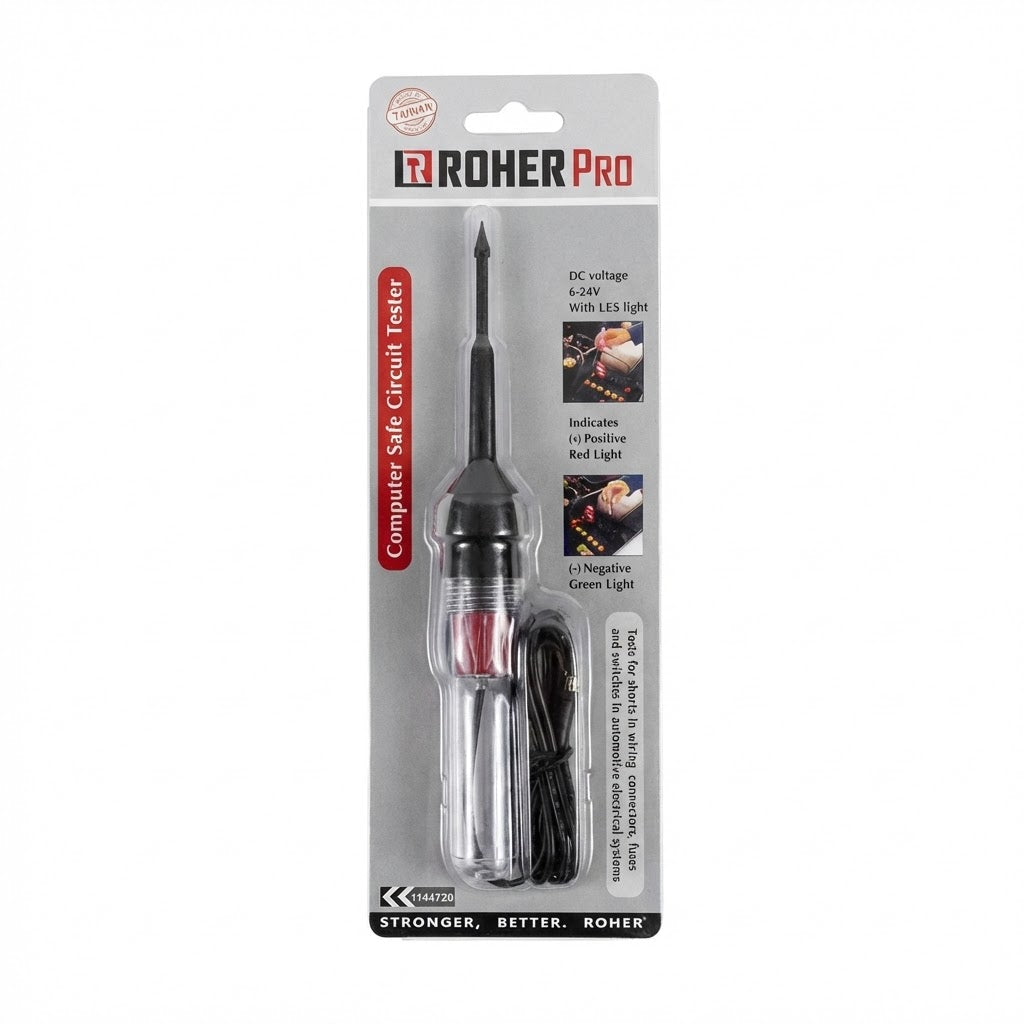 טסטר ביקורת לד מקצועי לרכב 6-24V מבית ROHER PRO - מנורת ביקורת בטוחה למחשב לאיתור תקלות חשמל
