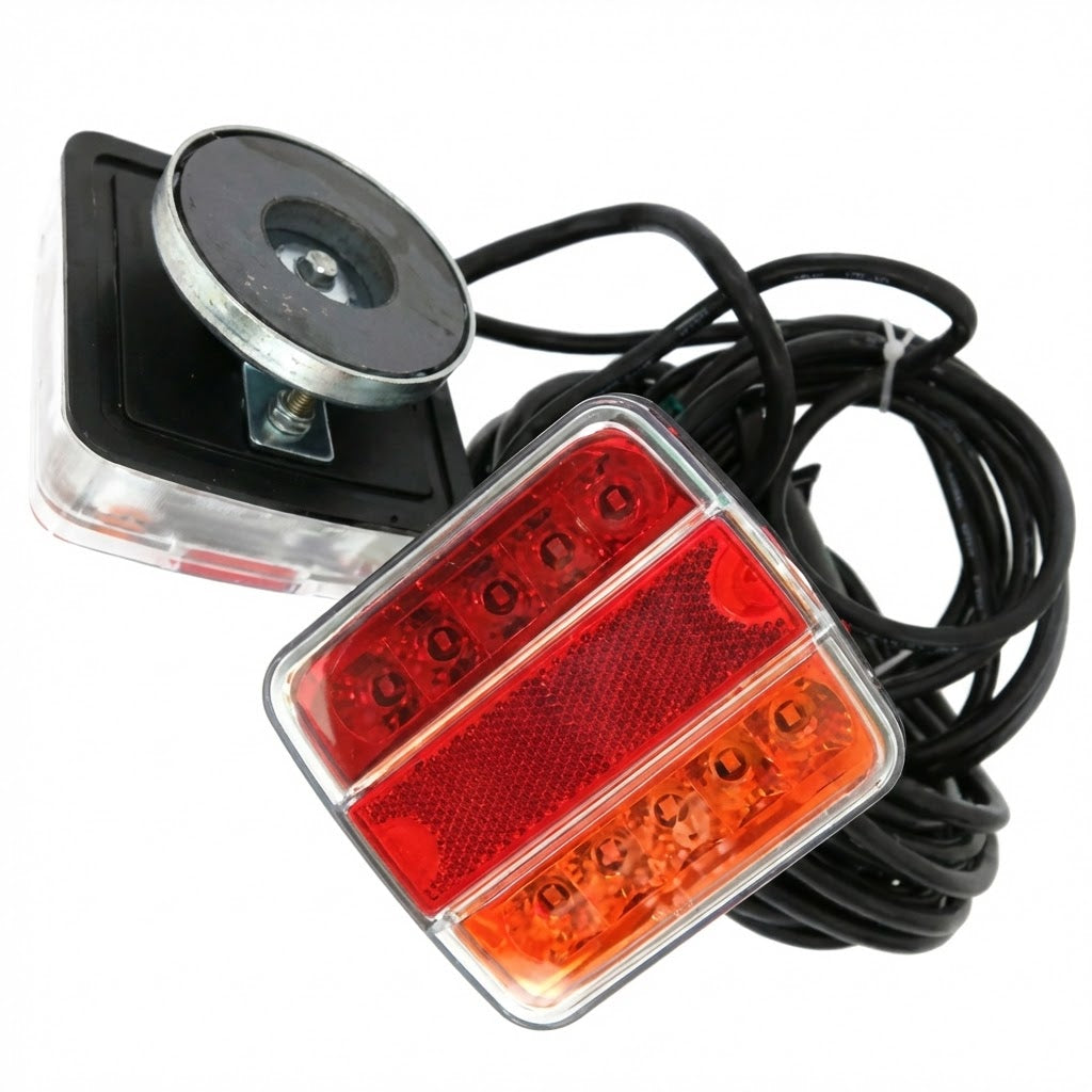 סט פנסים אחוריים לנגרר 12V כבל 12 מטר 13 פין + מגנט פנסים פלוס  