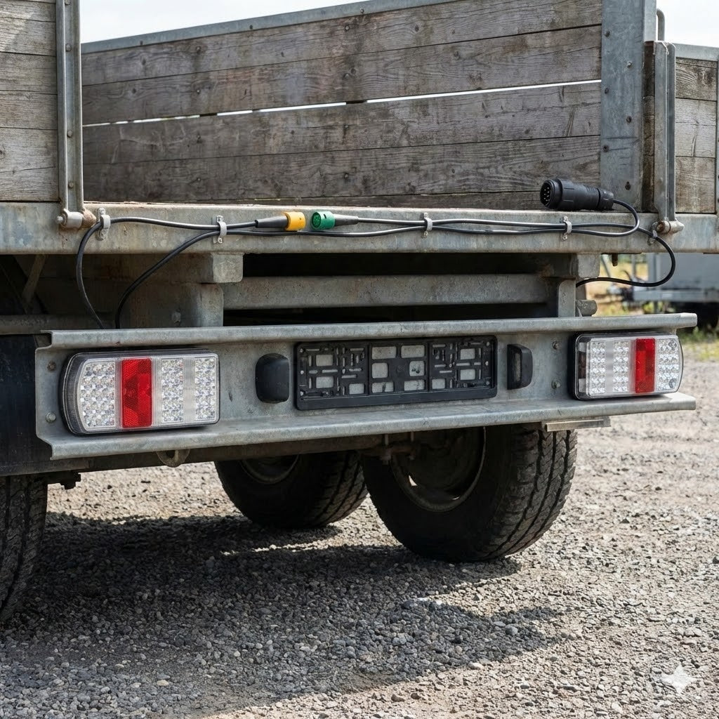 סט פנסים אחוריים לנגרר 12V 5.5 מטר כבל 13 פין מוצקן על נגרר