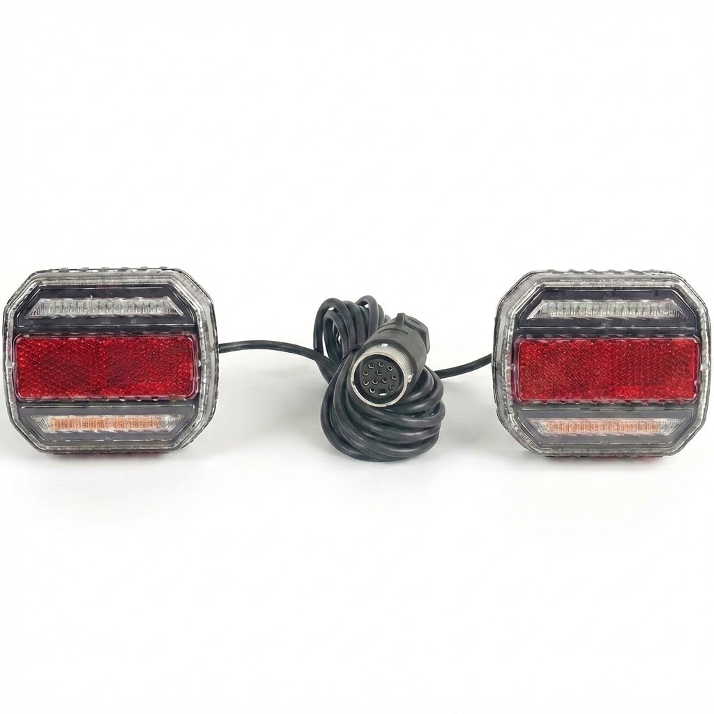 סט פנסים אחוריים לנגרר LED עם כבל 7.5 מטר וחיבור 13 פין
