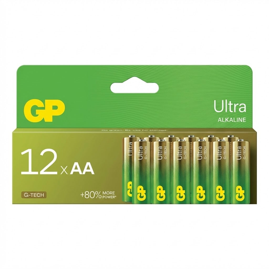 מארז 12 סוללות אלקליין GP Ultra גודל AA.