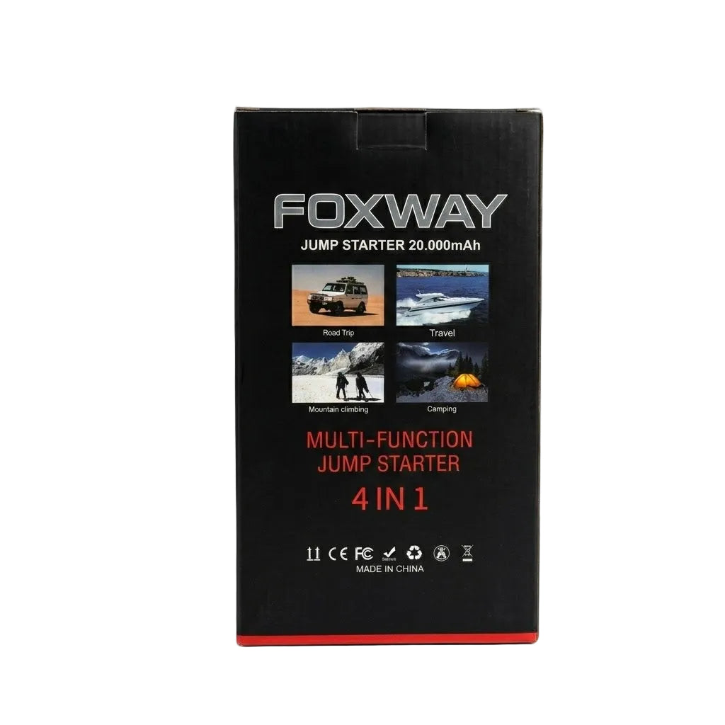 בוסטר התנעה וקומפרסור נייד לרכב FOXWAY 2000A 150PSI פנסים פלוס