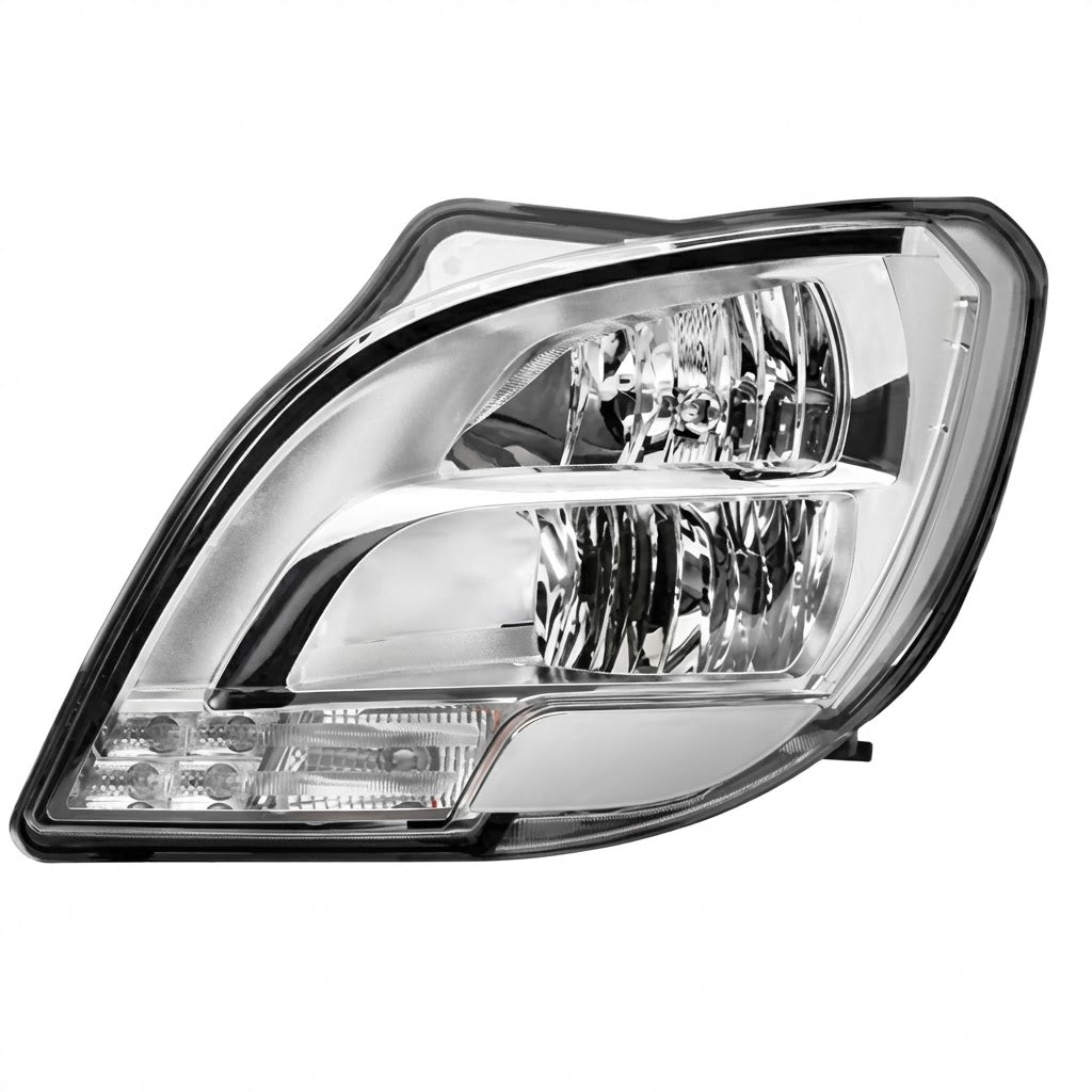 פנס ראשי למשאית דאף DAF שנים 2013-2018 עם פס לד משולב וכיוון חשמלי - פנסים פלוס
