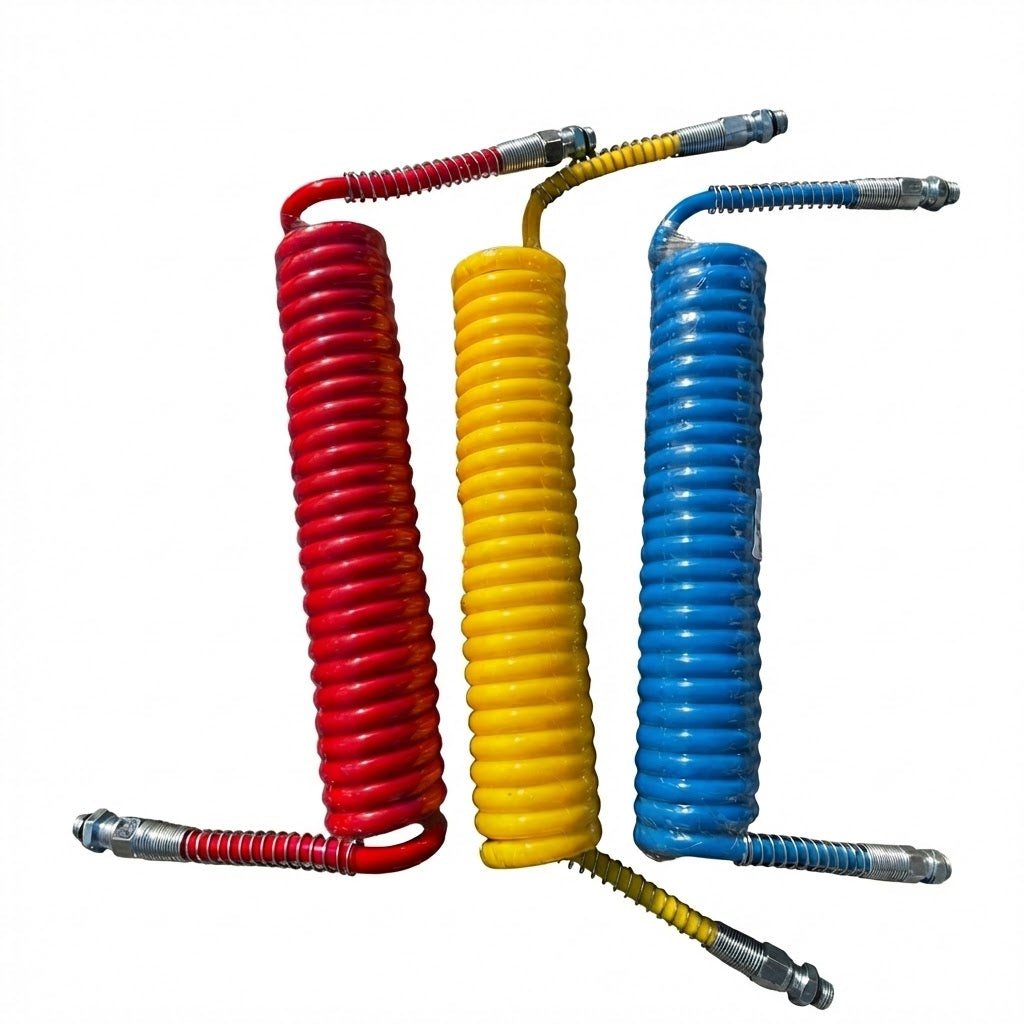 צינור אוויר ספירלי למשאית 4.5 מטר – זמין בצבעי אדום, צהוב וכחול – פנסים פלוס