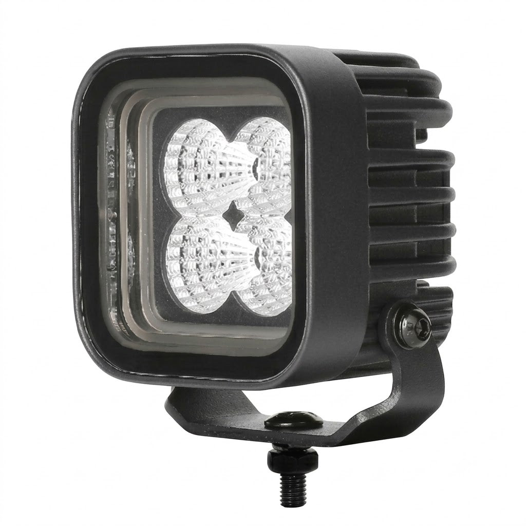 פנס עבודה פרוג'קטור לד מרובע לרכב שטח 10-30V עם אור לבן ומהבהב כתום אדום פנסים פלוס