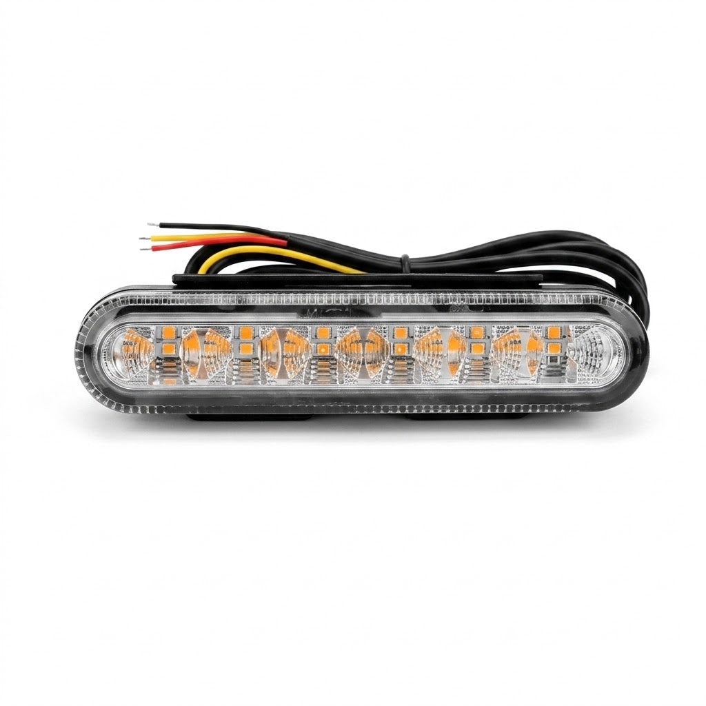 פנס נצנץ 6 לד כתום מעוגל לרכב עבודה ומשאיות 12-24V פנסים פלוס