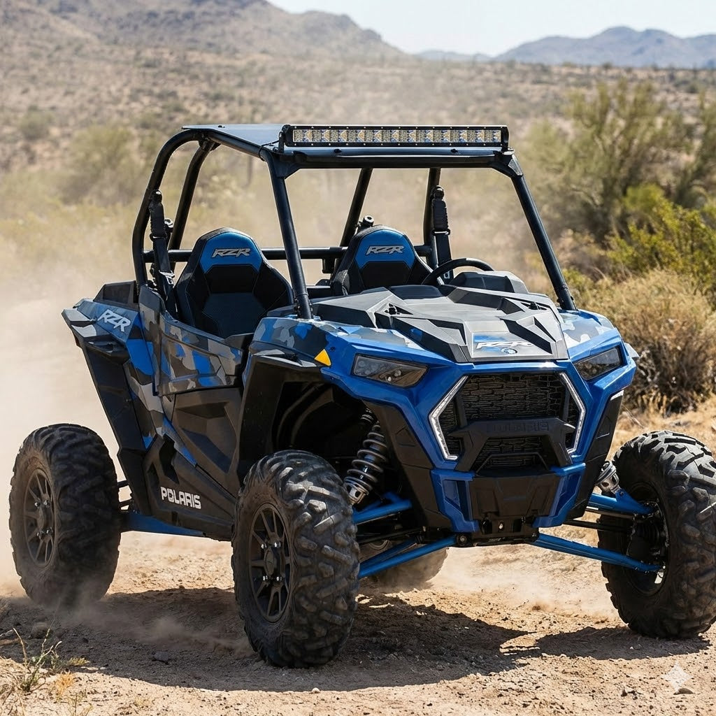 רכב שטח RZR עם גשר תאורה בר לד 80 סמ 150W שורה אחת מותקן על הגג