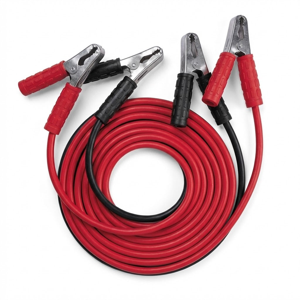 סט כבלי הנעה מקצועיים למצבר (500A-1000A) לרכב פרטי, טרקטור ומשאית - כבלי התנעה אדום ושחור עם תיק אחסון פנסים Plus