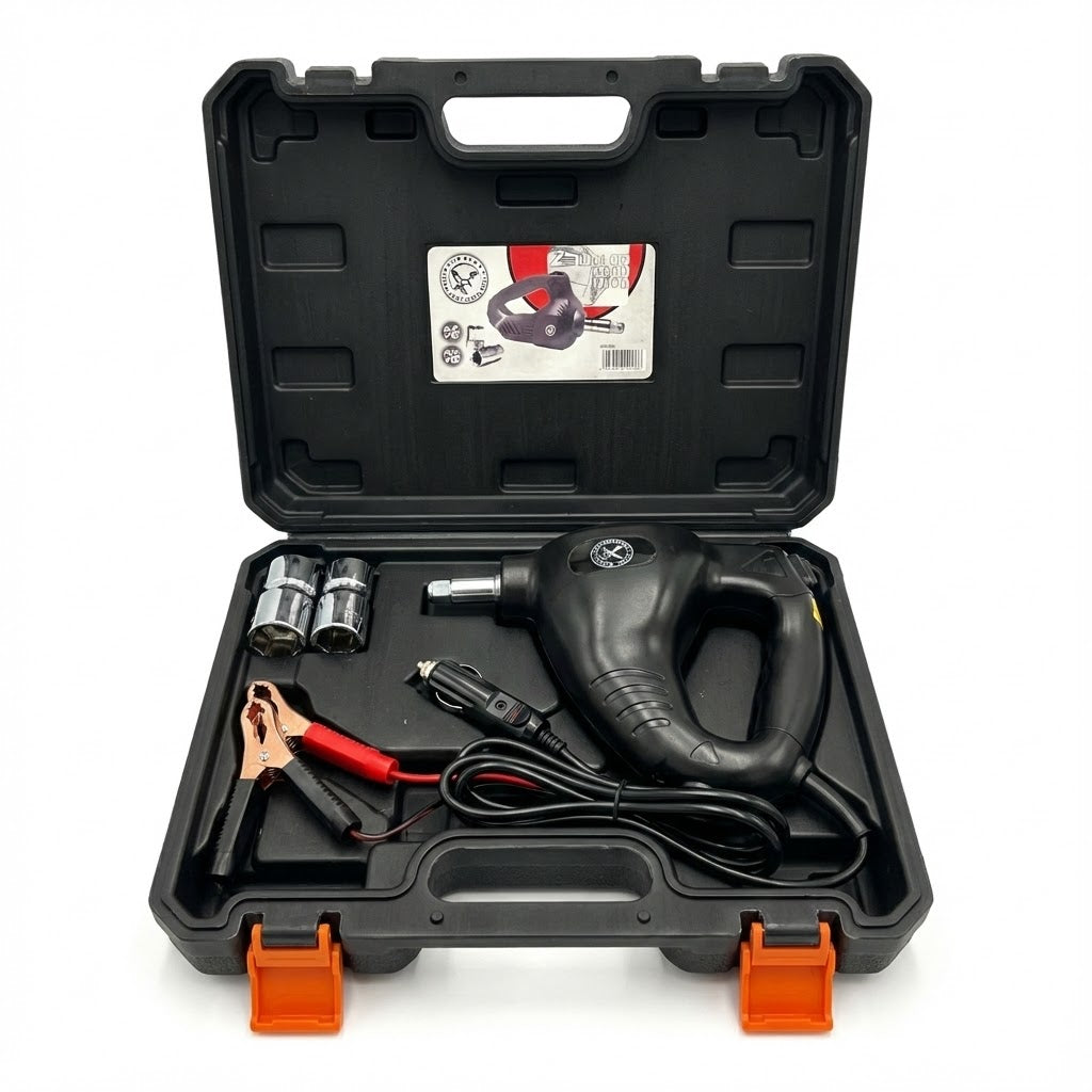 ערכה להחלפת גלגל חשמלית (אימפקט) 12V עם חיבור למצת ולמצבר במזוודה קשיחה