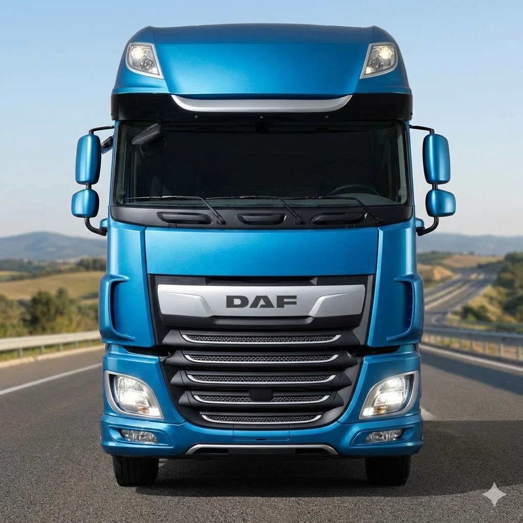 פנס ראשי למשאית דאף DAF שנים 2013-2018 עם פס לד משולב וכיוון חשמלי - פנסים פלוס מותקן על משאית זוג פנסים