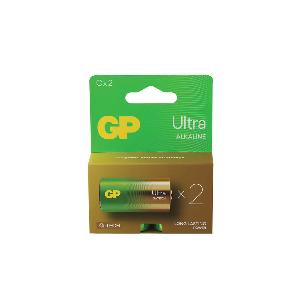 זוג סוללות GP Ultra Alkaline בגודל C בטכנולוגיית G-TECH