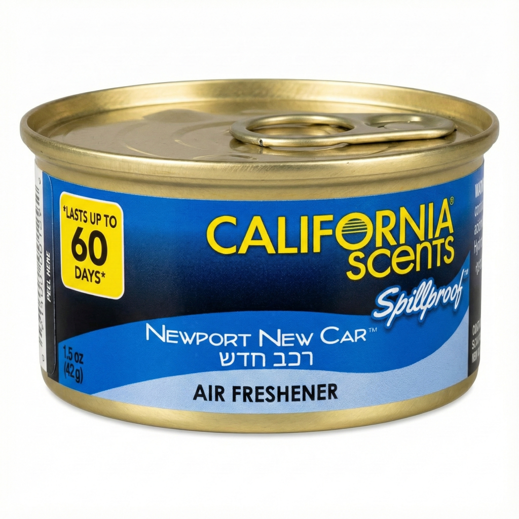 פחית ריח קליפורניה סנטס בניחוח רכב חדש (California Scents Coronado Cherry) לרכב ולבית, עמידה בפני נזילות ומחזיקה עד 60 יום.