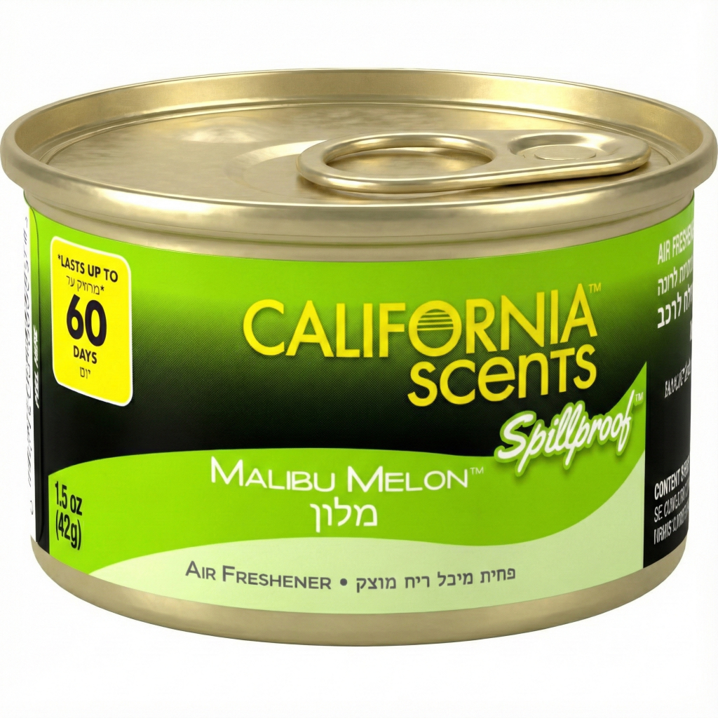 פחית ריח קליפורניה סנטס בניחוח מלון (California Scents Coronado Cherry) לרכב ולבית, עמידה בפני נזילות ומחזיקה עד 60 יום.