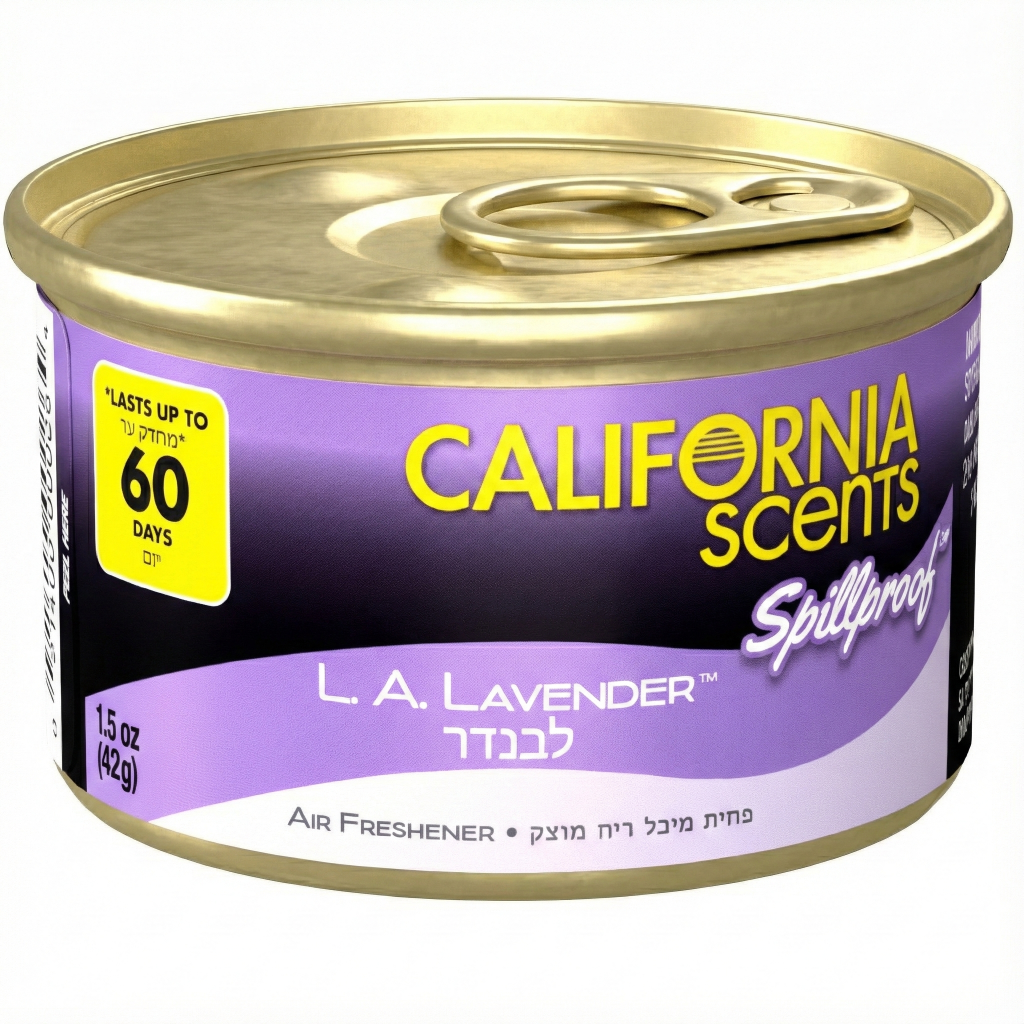 פחית ריח קליפורניה סנטס בניחוח לבנדר (California Scents Coronado Cherry) לרכב ולבית, עמידה בפני נזילות ומחזיקה עד 60 יום.