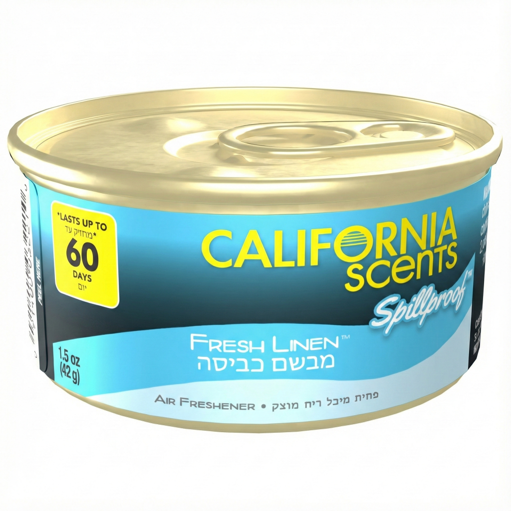 פחית ריח קליפורניה סנטס בניחוח מבשם כביסה  (California Scents Coronado Cherry) לרכב ולבית, עמידה בפני נזילות ומחזיקה עד 60 יום.