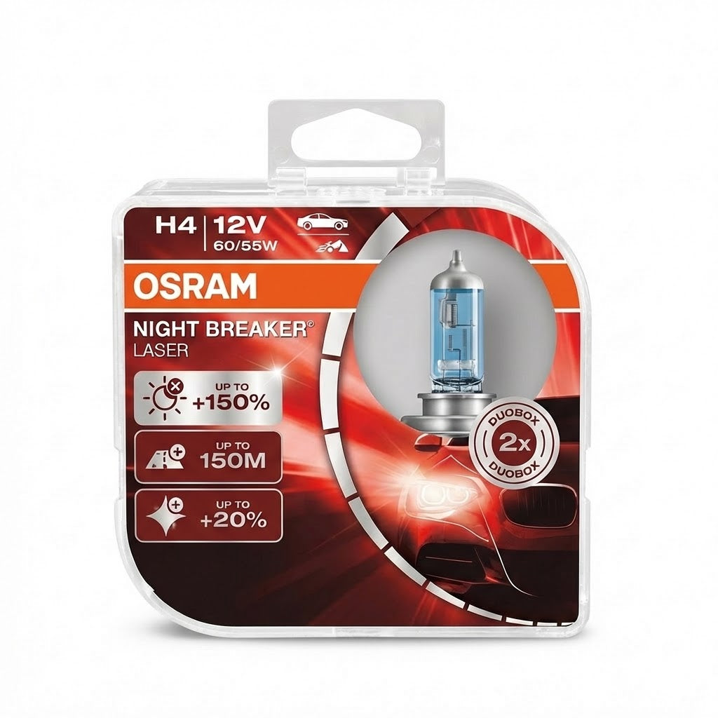 זוג נורות לרכב OSRAM H4 Night Breaker Laser 12V 60/55W באריזה מקורית