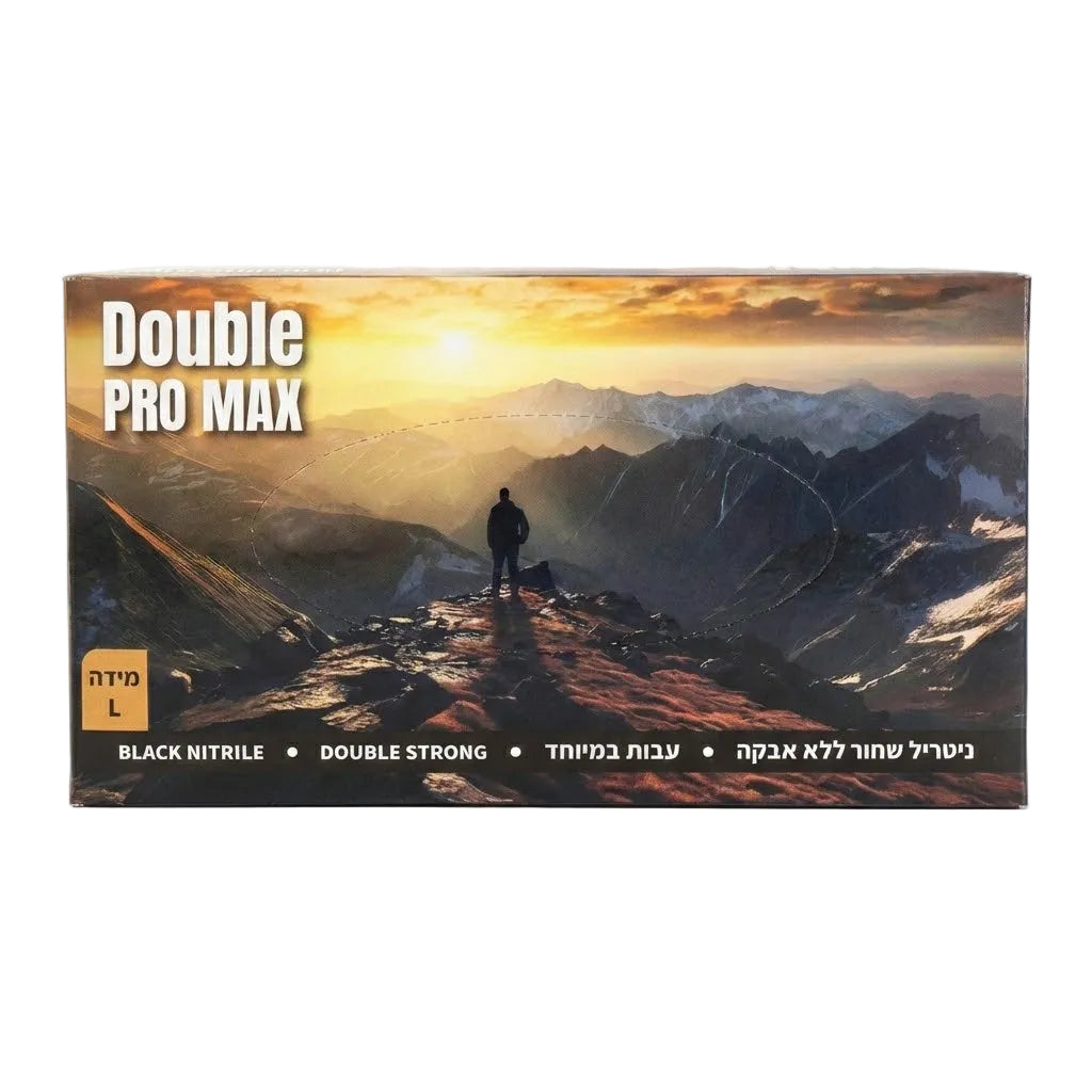 כפפות ניטריל שחורות עבות במיוחד Double Pro Max למוסך ודיטיילינג