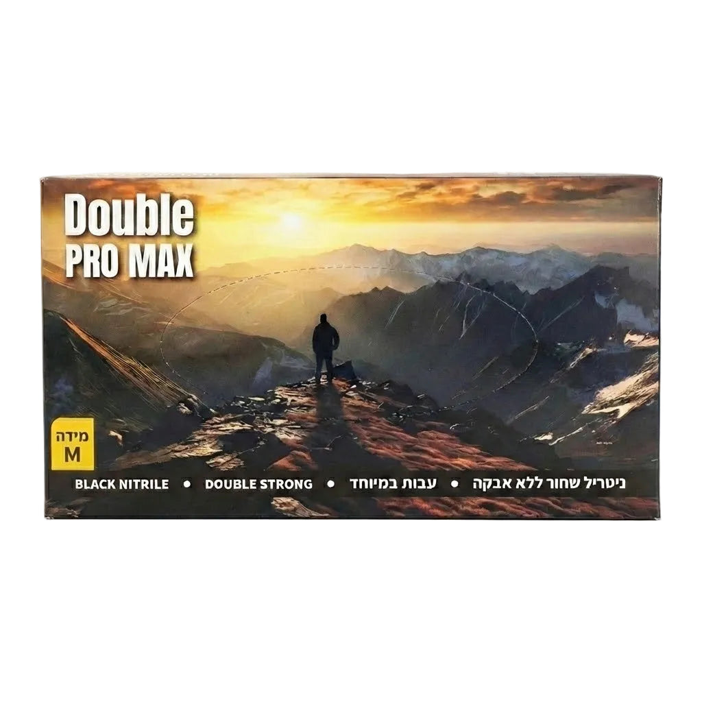 כפפות ניטריל שחורות עבות במיוחד Double Pro Max למוסך ודיטיילינג