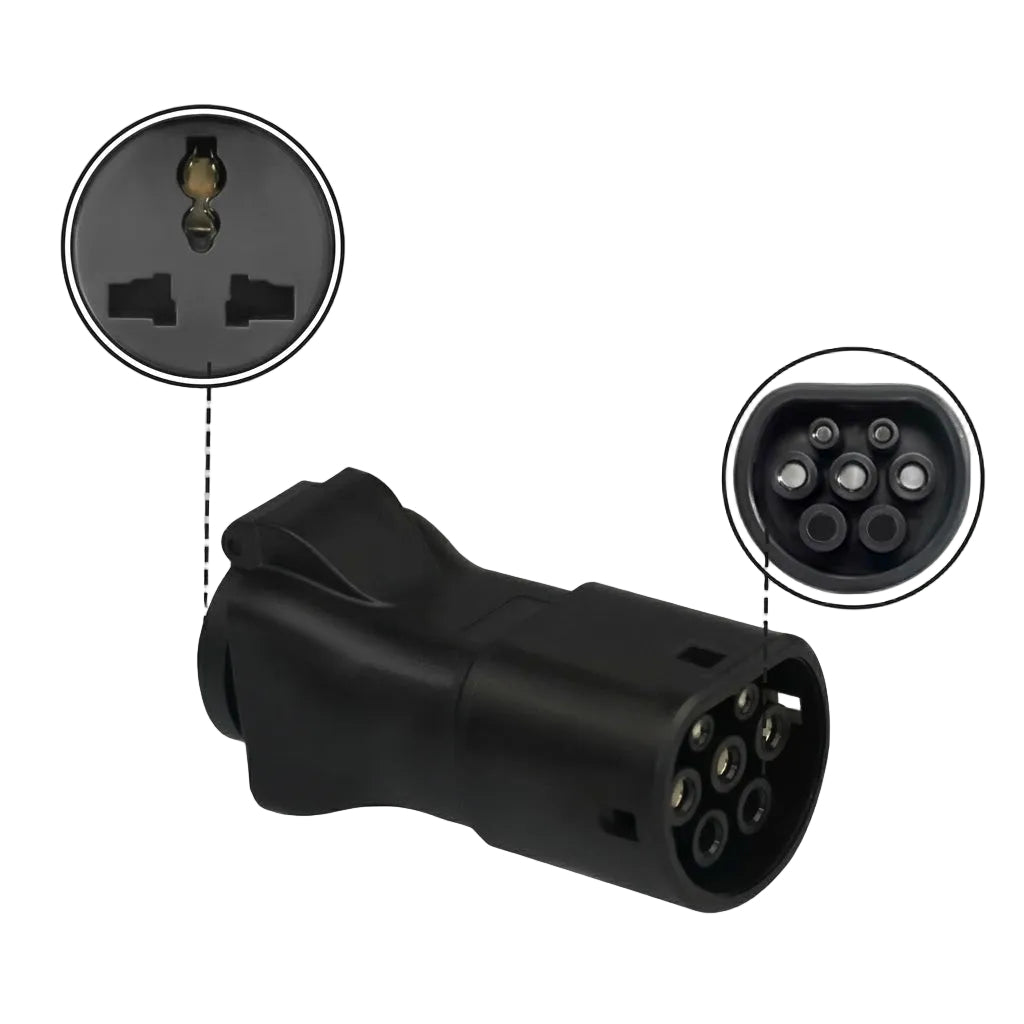 מתאם טעינה V2L שחור לרכב חשמלי מ-Type 2 לשקע ביתי 16A 250V של American Eagle פנסים פלוס 