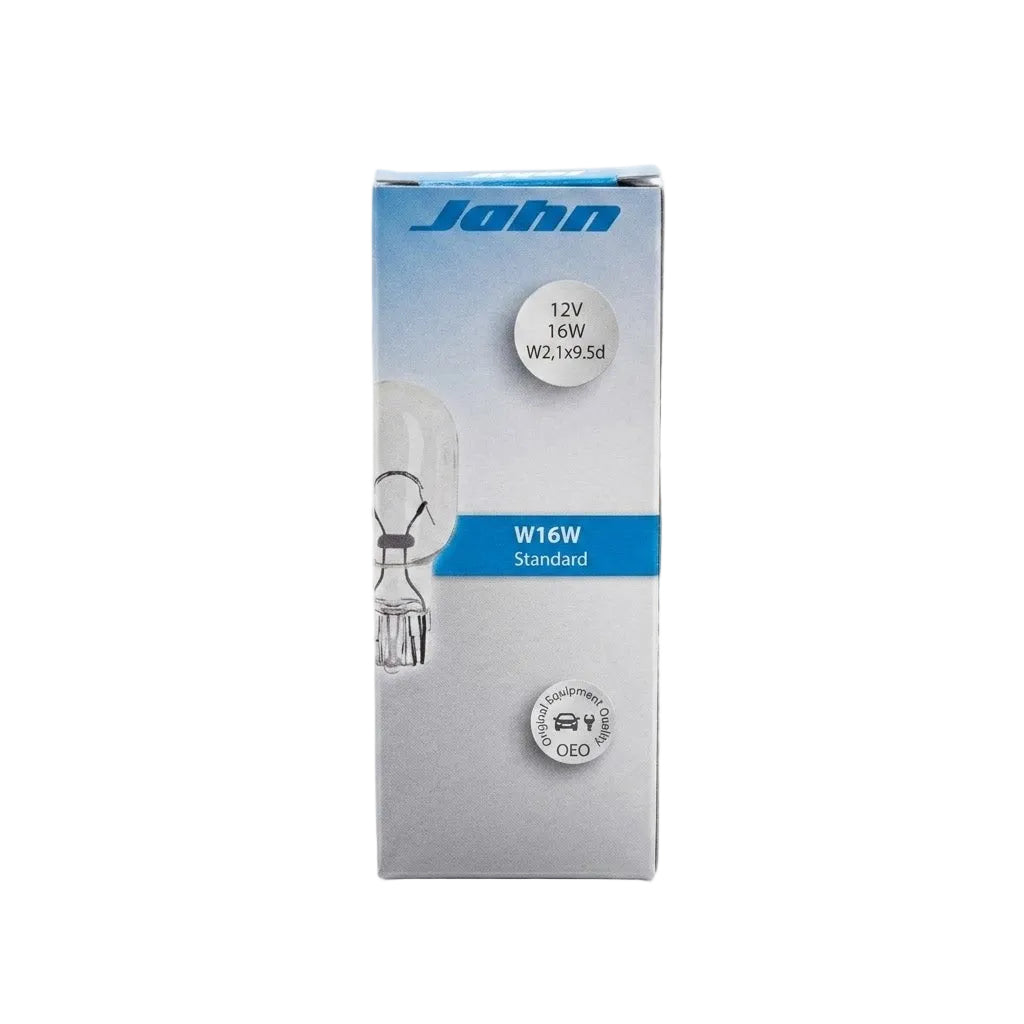 מארז 10 נורות בלימה ורוורס W16W 12V מבית Jahn Germany - נורת תקע איכותית לרכב פנסים פלוס