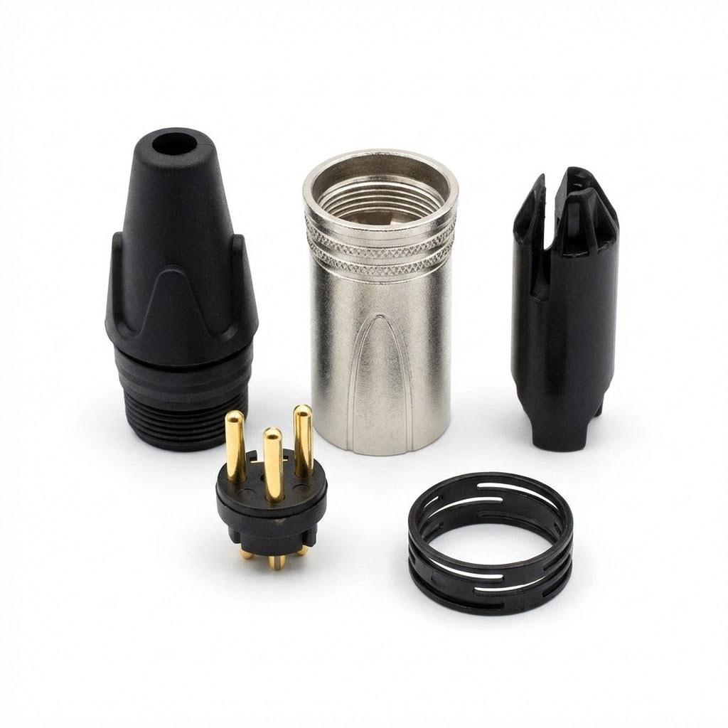 תקע טעינה XLR זכר 3 פינים מתכתי לקולנועית ולכיסא גלגלים חשמלי